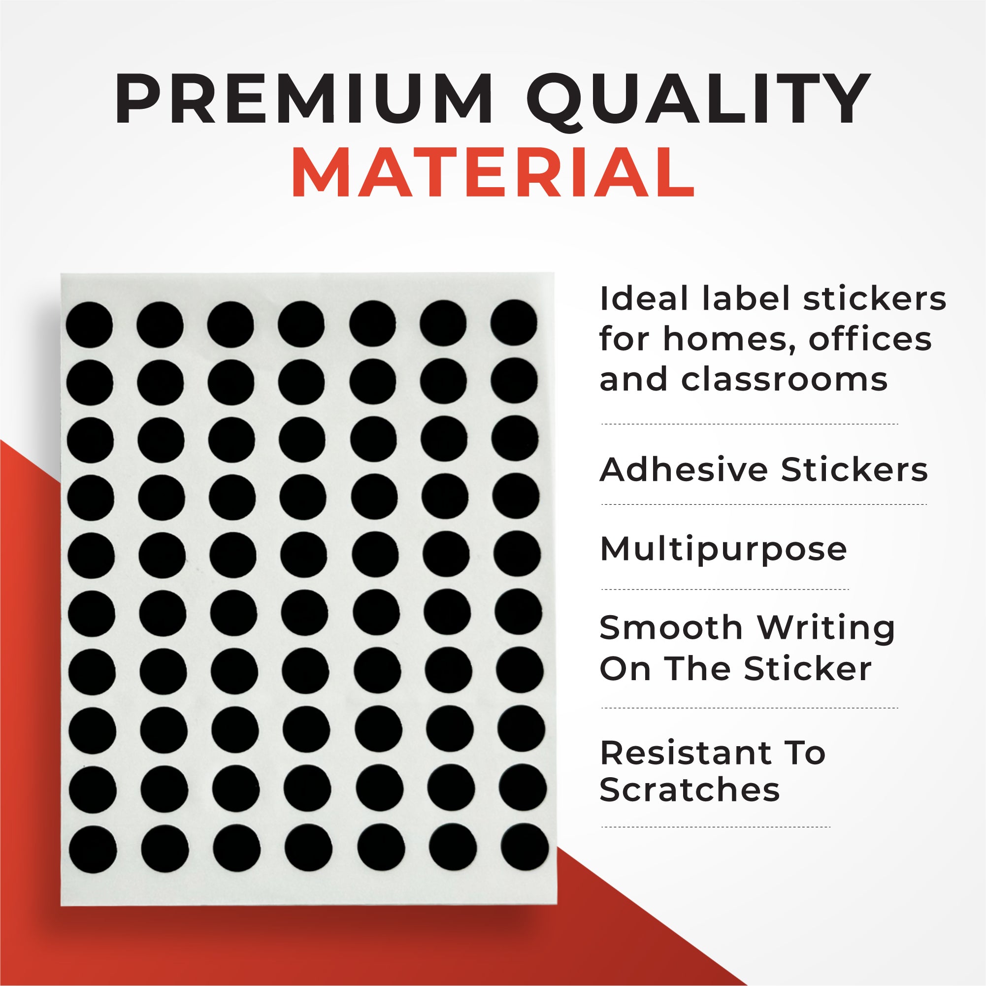 Pack of 560 Black 8mm Round Labels - Stickers