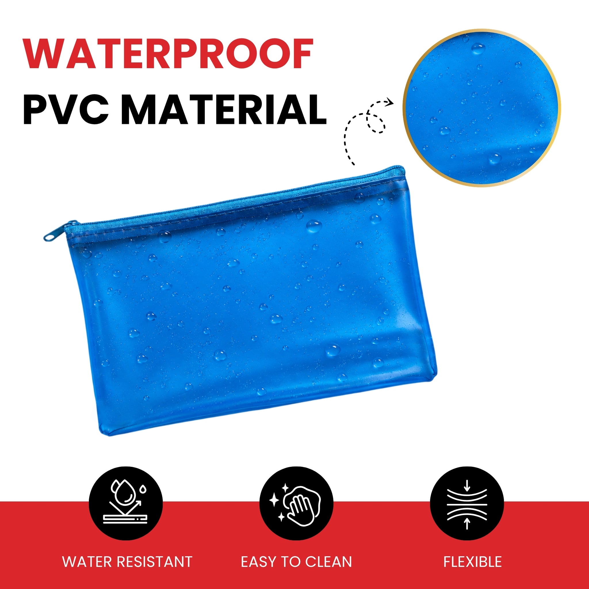 8x5" Frosted Blue Pencil Case - See Through Exam Clear Translucent