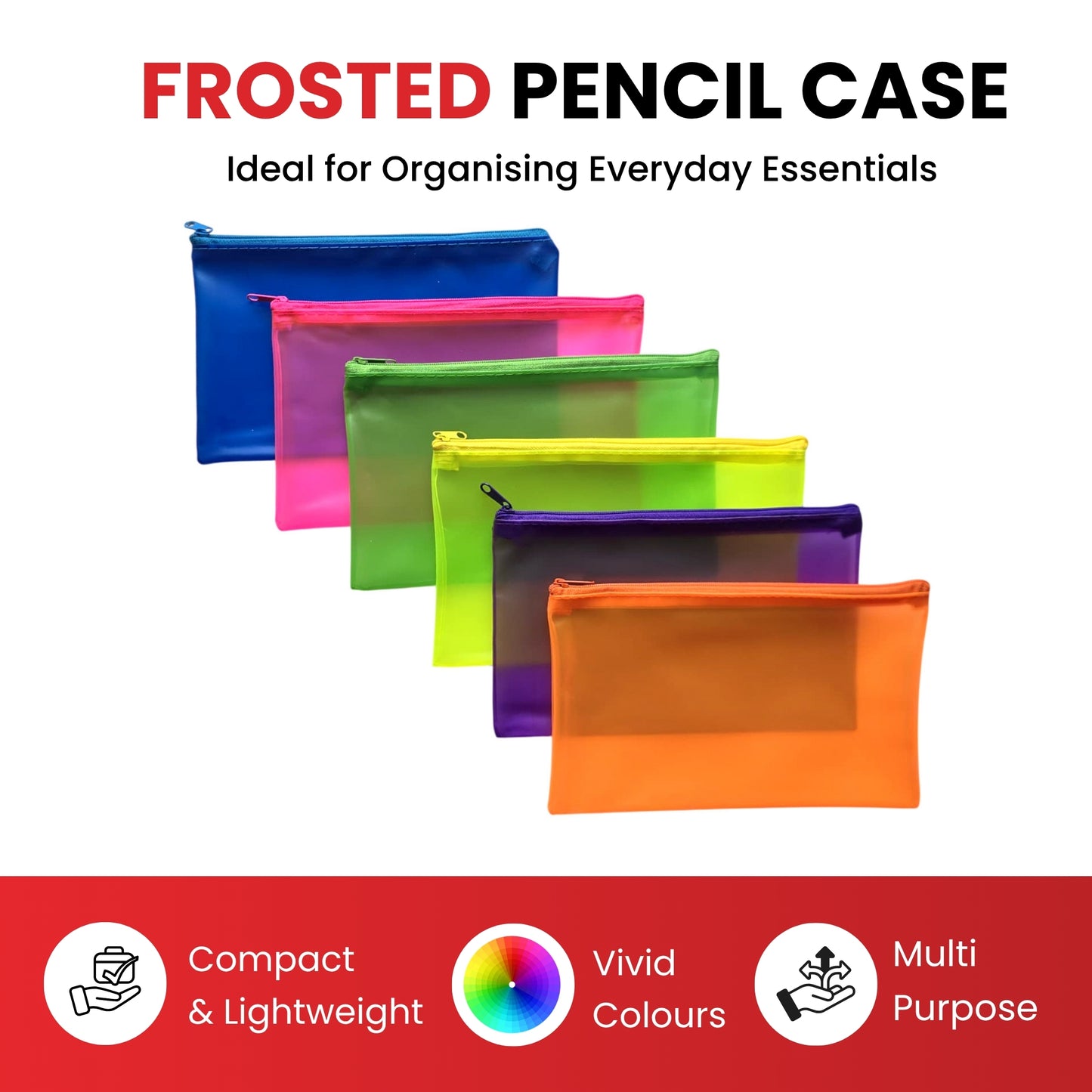 8x5" Frosted Green Pencil Case - See Through Exam Clear Translucent
