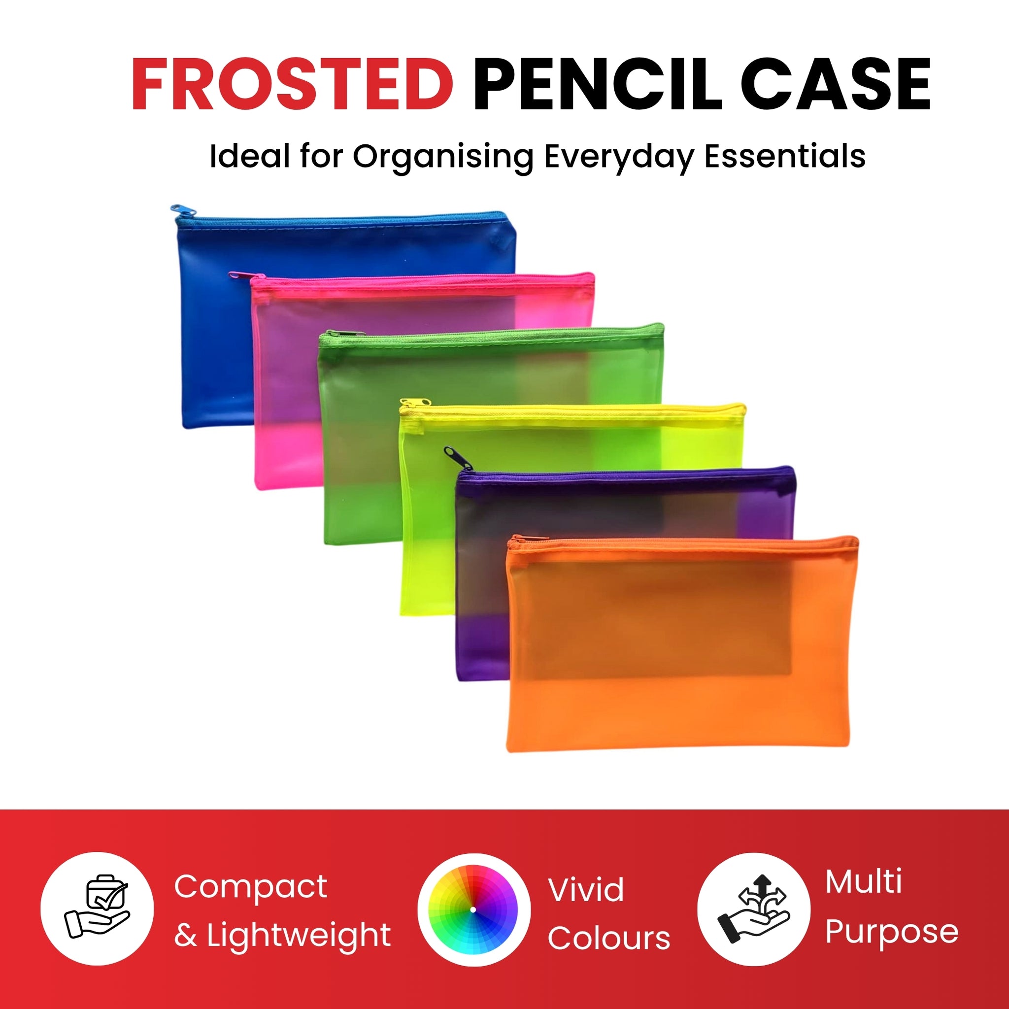 8x5" Frosted Green Pencil Case - See Through Exam Clear Translucent