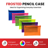 8x5" Frosted Pink Pencil Case - See Through Exam Clear Translucent
