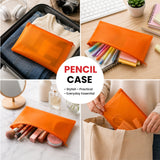 8x5" Frosted Orange Pencil Case - See Through Exam Clear Translucent