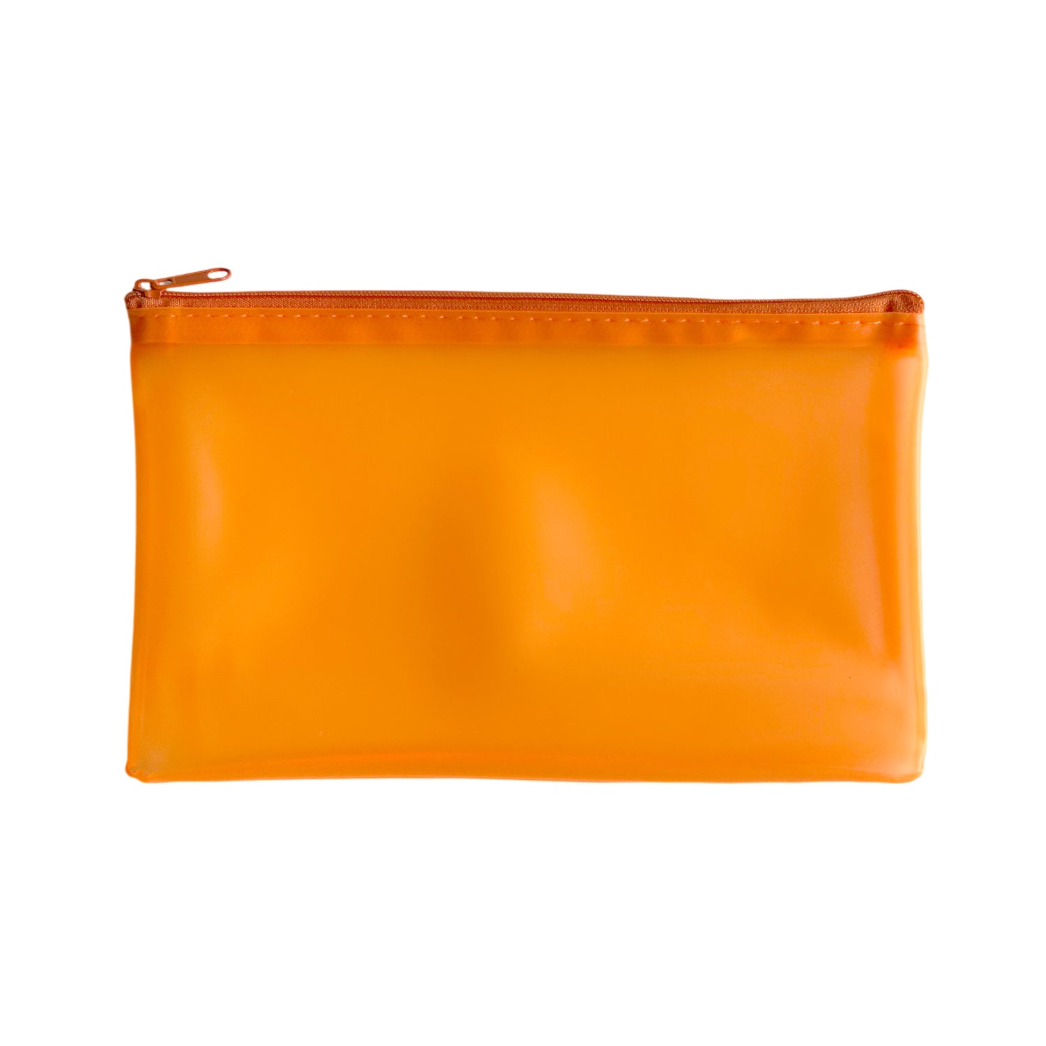 8x5" Frosted Orange Pencil Case - See Through Exam Clear Translucent