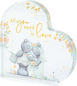Me to You Tatty Teddy Glass Heart Plaque Wedding Day Gift Official Collection