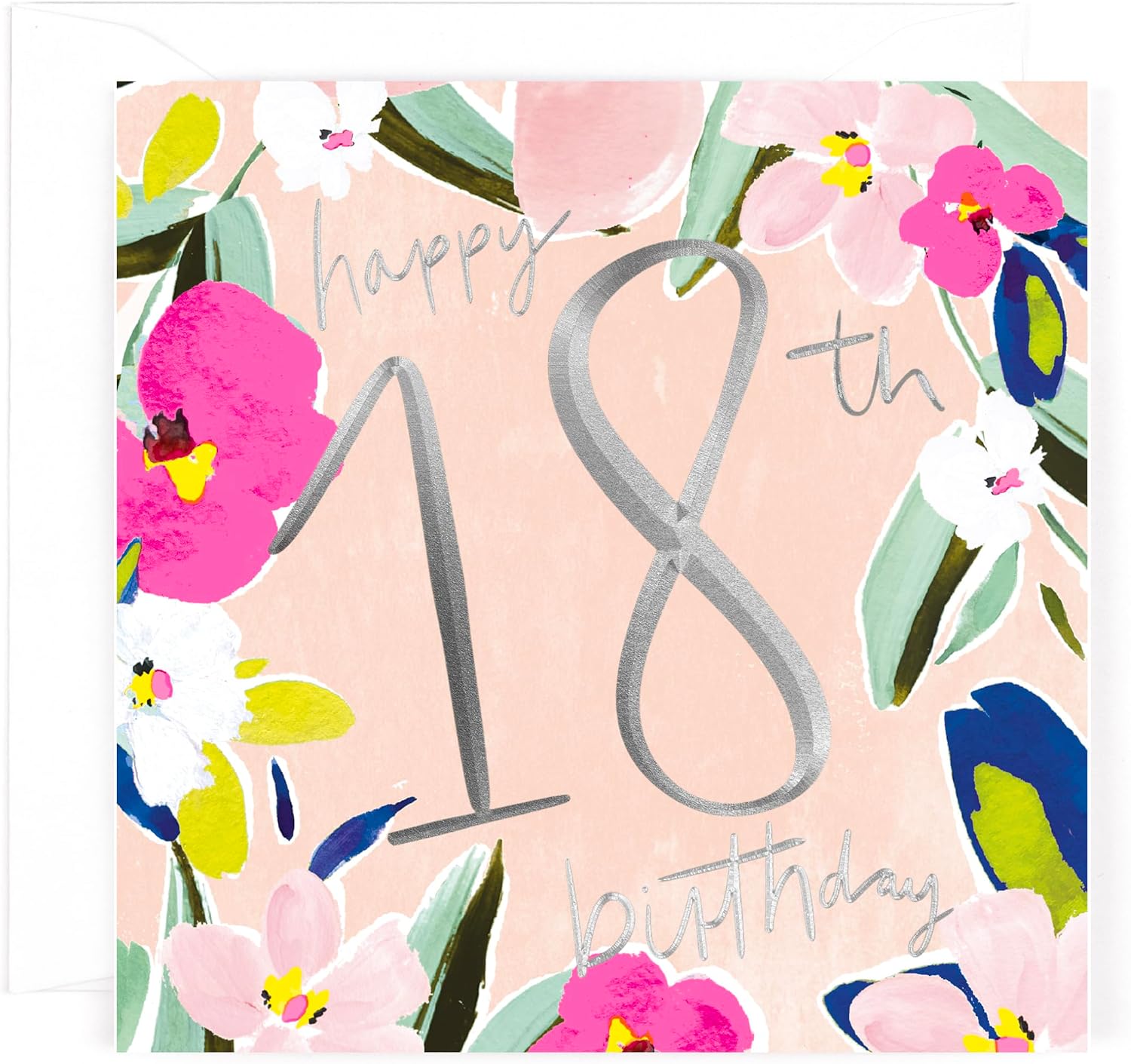Contemporary Floral Design Luxury Foiled 18th Birthday Card