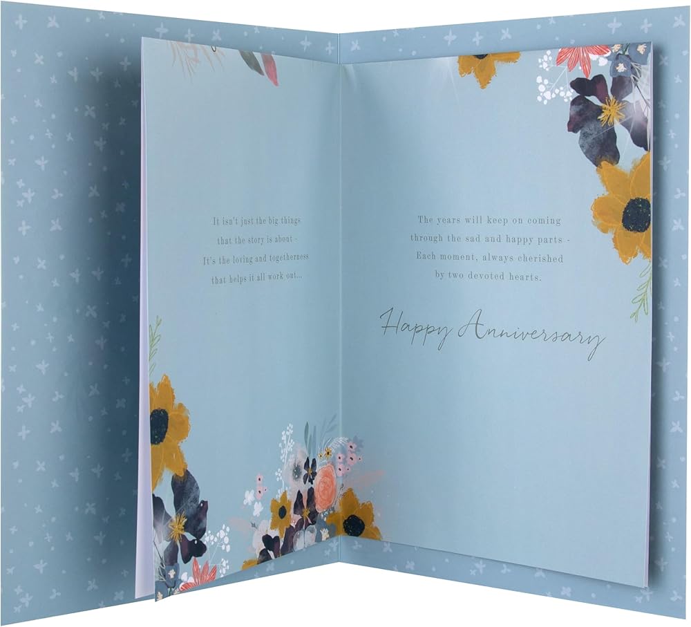 Traditional Illustrated Wine Glasses & Heart Design Luxury Boxed Anniversary Card