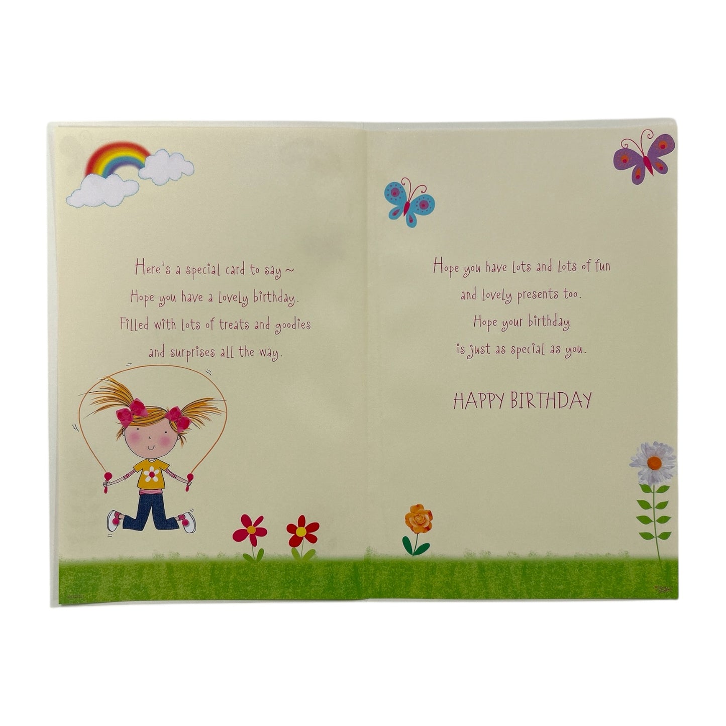 Age 6 Girl Skipping Juvenile Birthday Card With Badge
