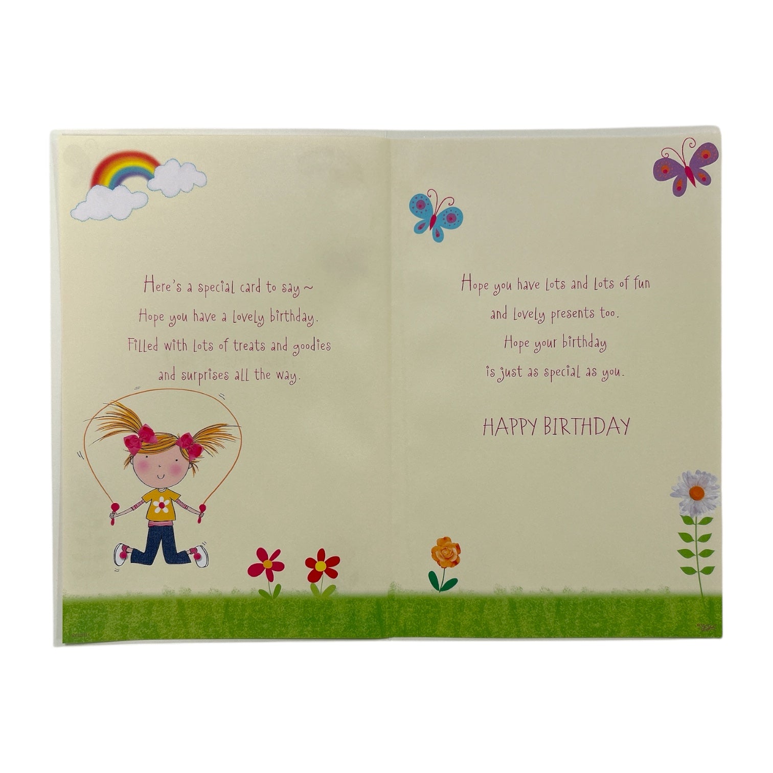 Age 6 Girl Skipping Juvenile Birthday Card With Badge