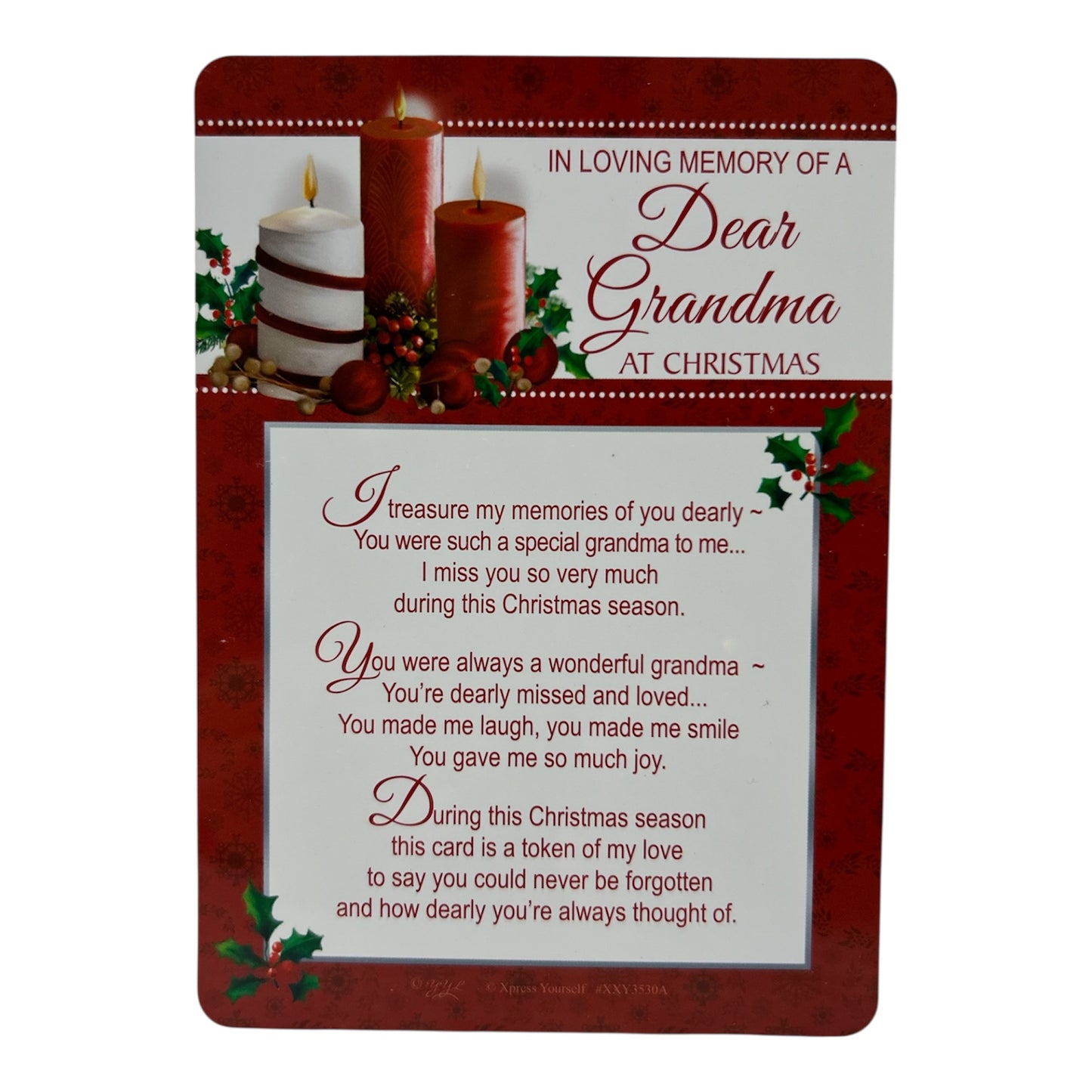 In Loving Memory of a Dear Grandma Christmas Graveside Keepsake Card