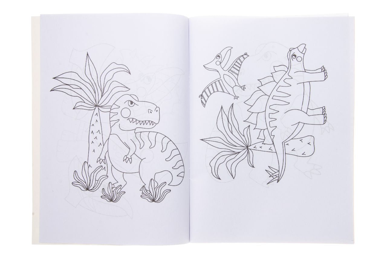A4 Dinosaur Coloring Book with Stickers Sheet