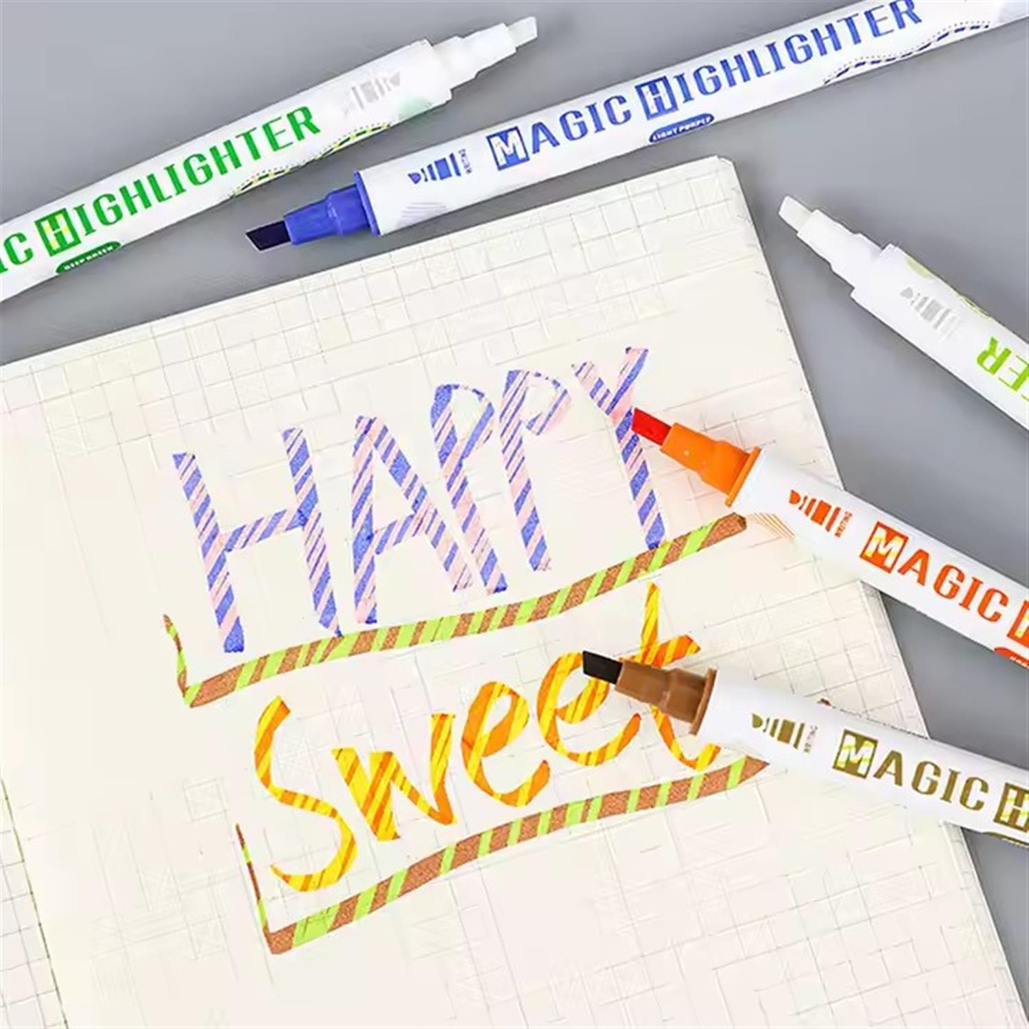 Pack of 10 Highlighter Pens with Luminous Magic Invisible Ink