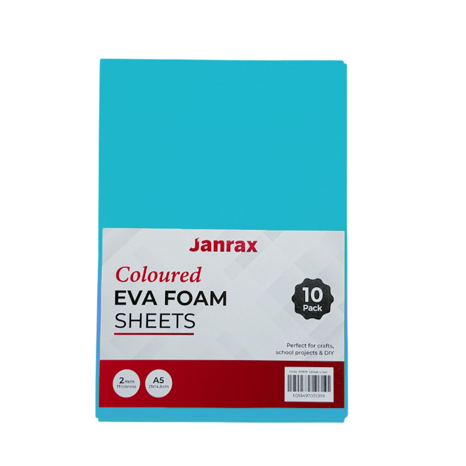 Pack of 10 A5 Turquoise Coloured EVA Foam Sheets