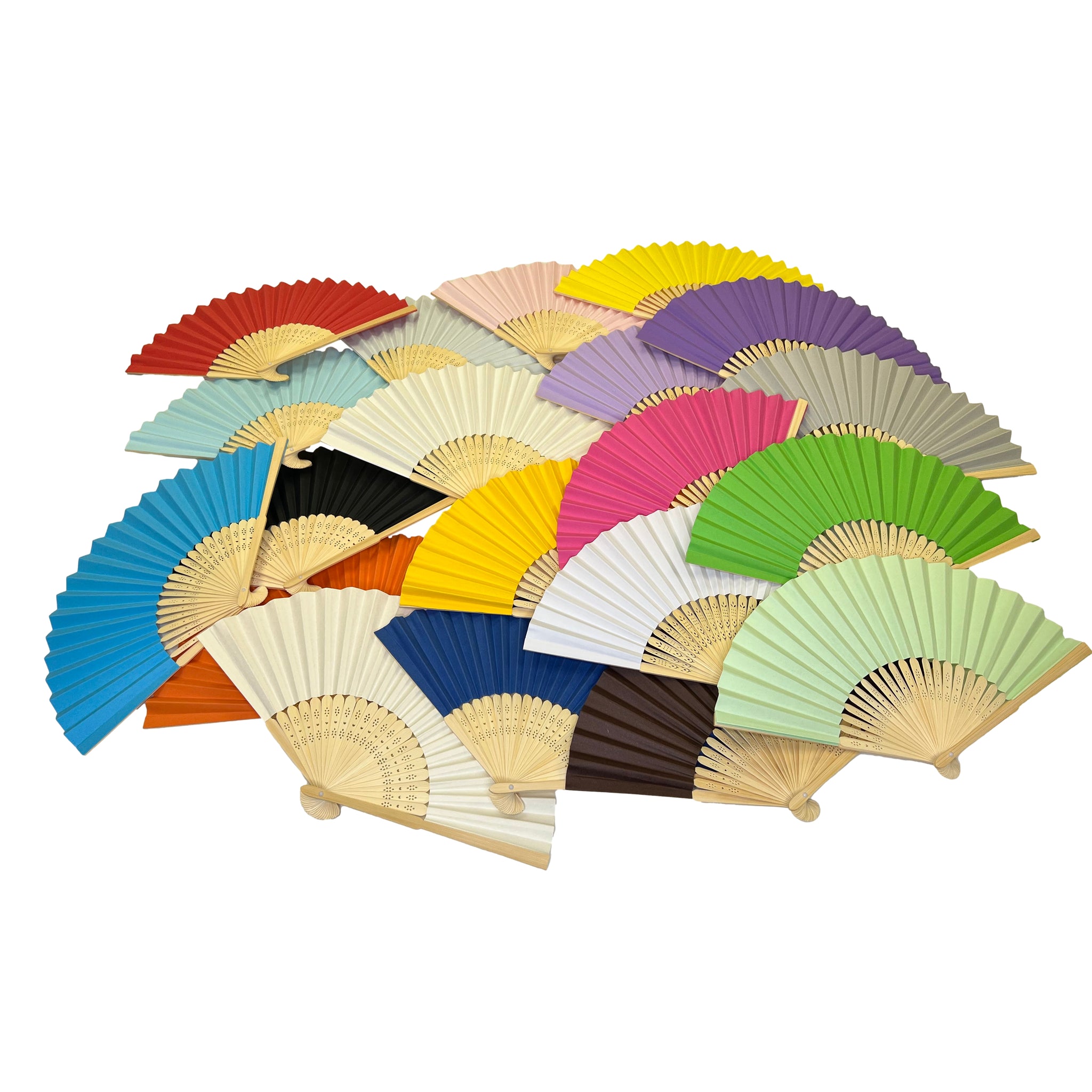 Ivory Paper Foldable Hand Held Bamboo Wooden Fan by Parev