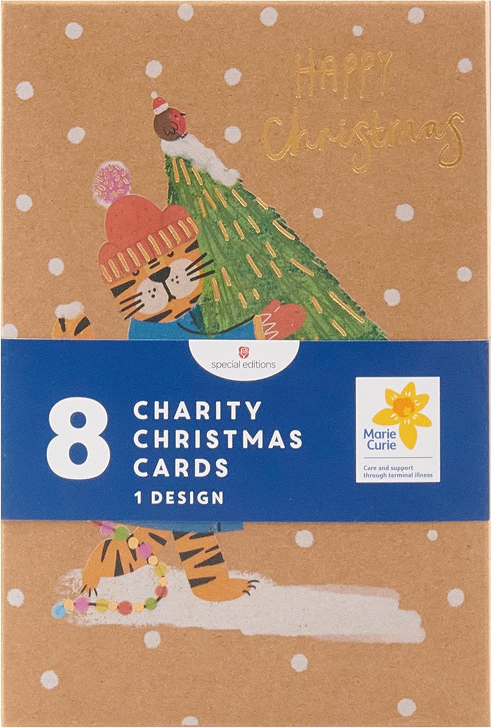 Box of 8 Festive Tiger Marie Curie Charity Christmas Cards