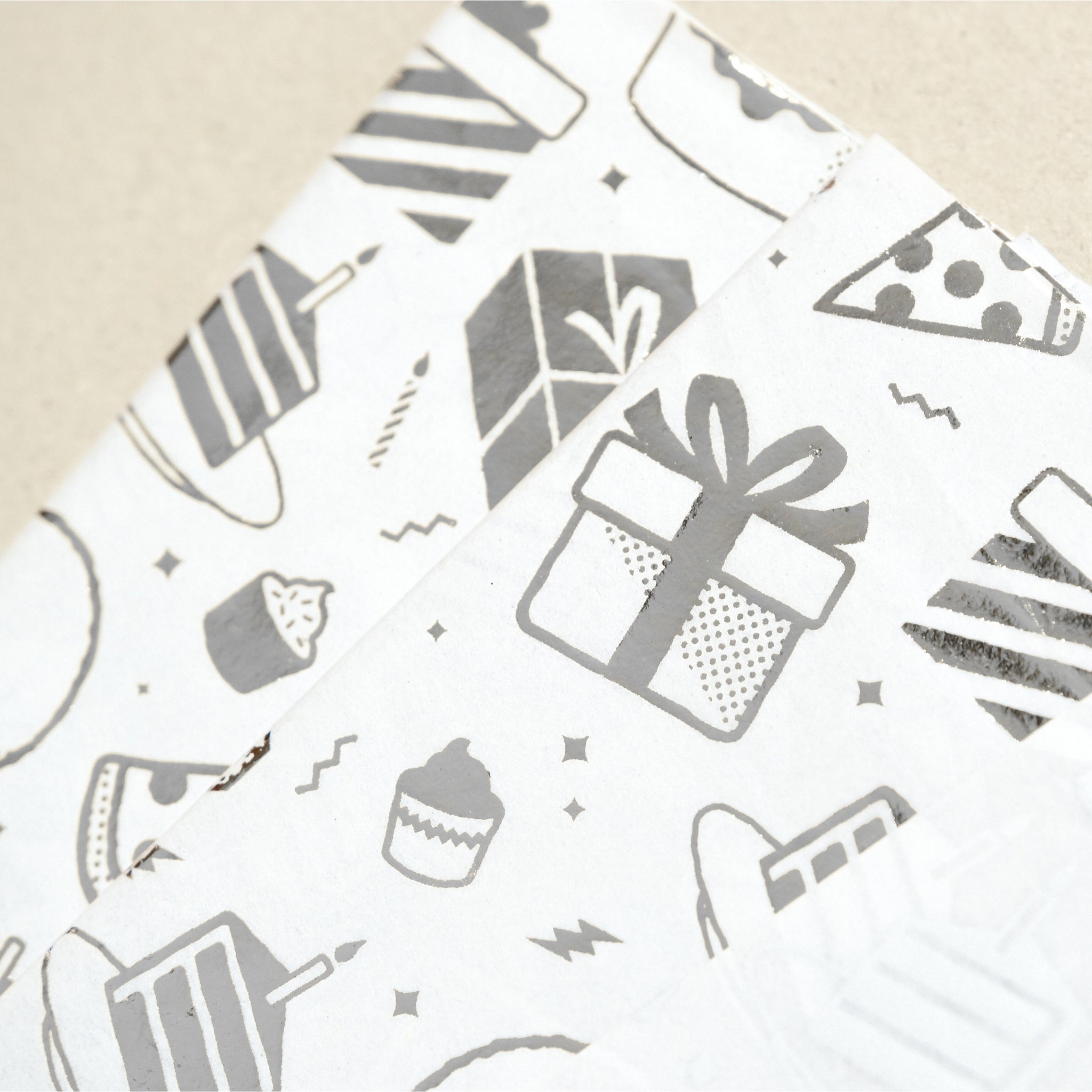 Pack of 10 Birthday Luxury Silver Metallic Plastic-Free 18gsm Tissue Paper Sheets 50x70cm