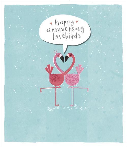 Happy Anniversary Lovebirds Attachment Greeting Card 