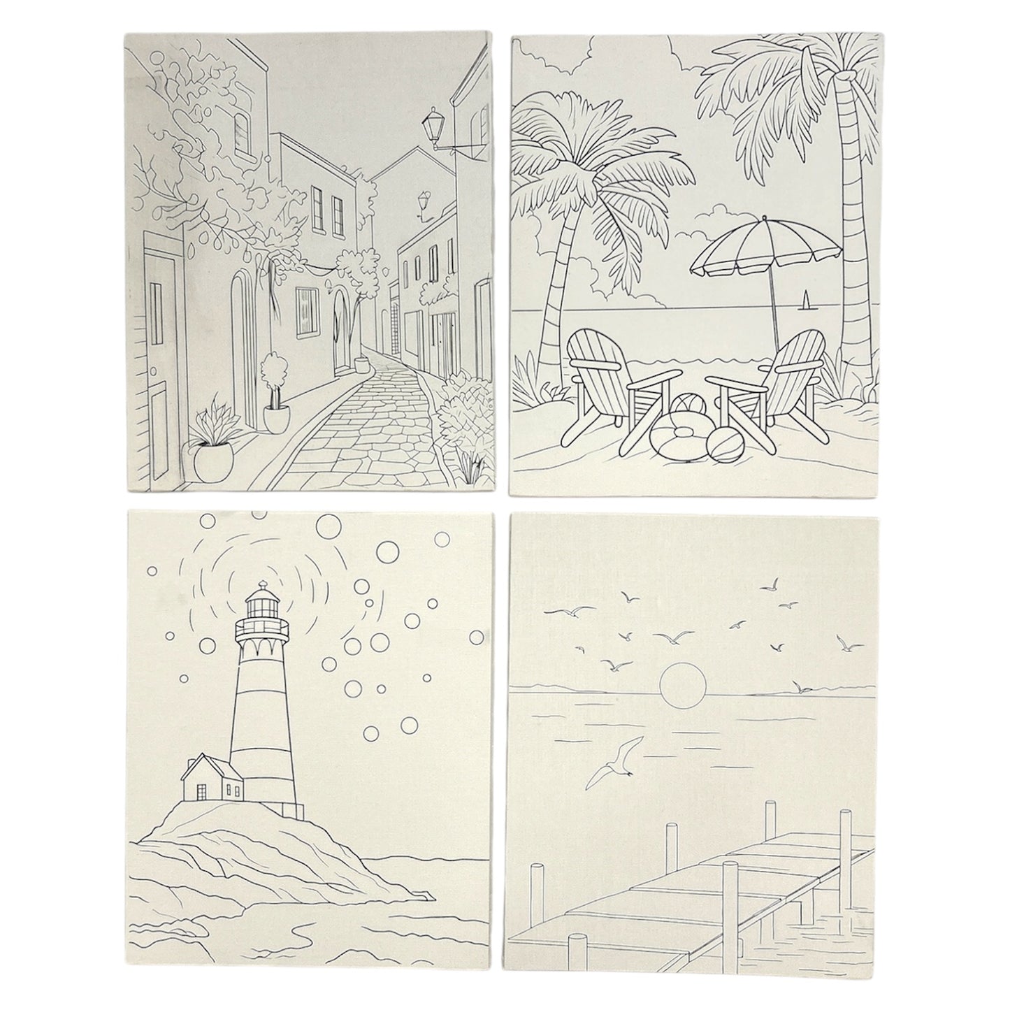 20 x 25cm Pre Drawn Outline Canvas Paint For Kids