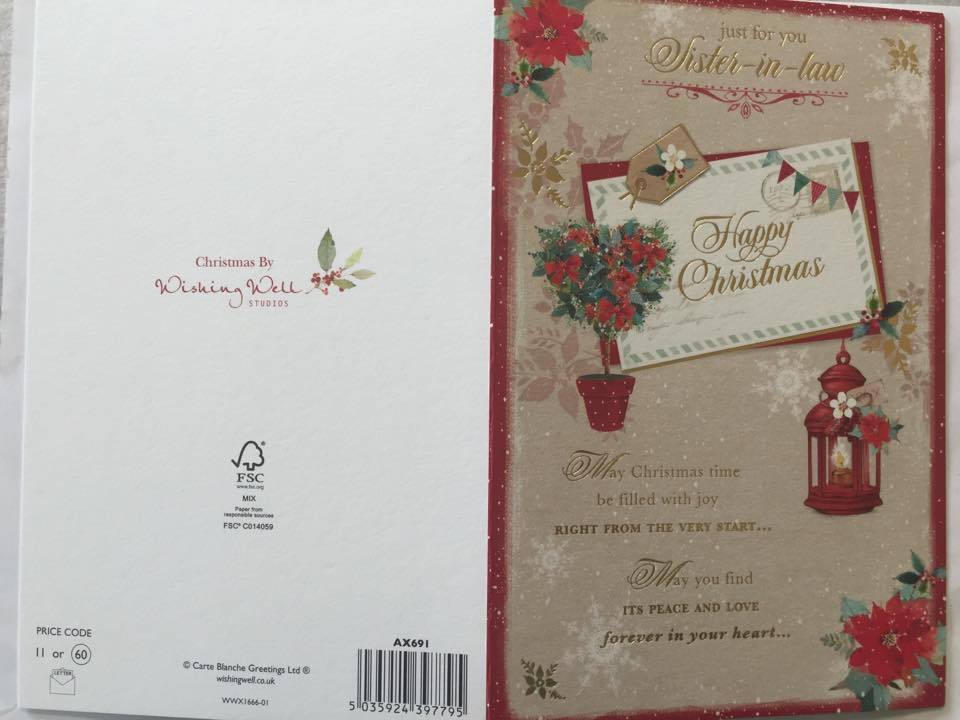 SISTER-IN-LAW - NICE VERSE GOLD FOIL CHRISTMAS CARD