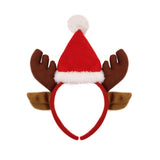 Christmas Reindeer Headband with Ears and Santa Hat
