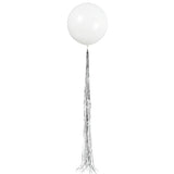 White Latex Balloon 24" with Silver Tassel