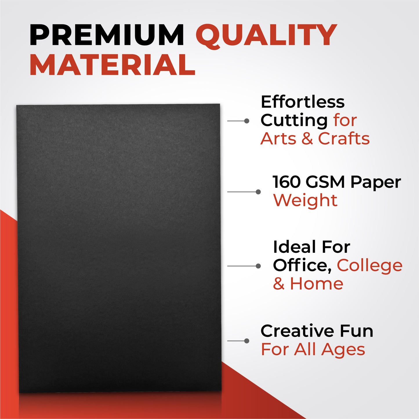 Pack of 50 A4 Red Coloured Card 160gsm Sheets