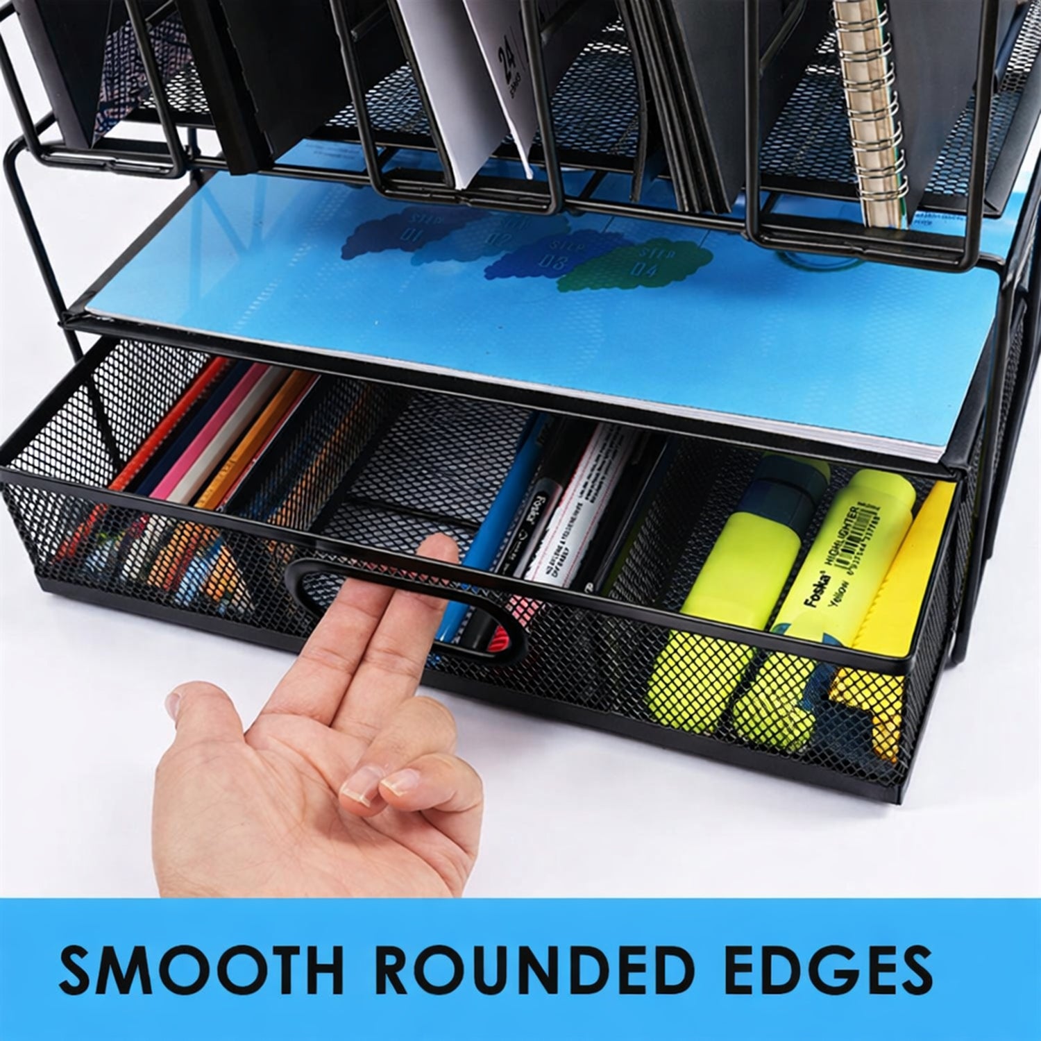 Black Desk Storage Rack Drawer-style File Document Organizer