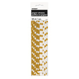 Pack of 10 Gold Dots Paper Straws