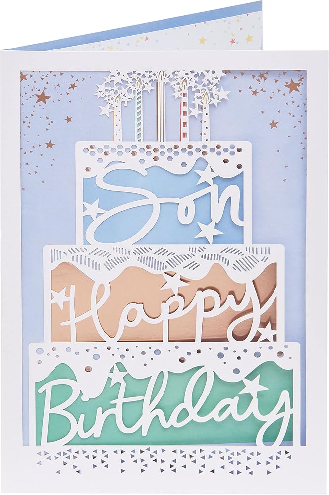 Son Birthday Card Laser Cut Cake Design 