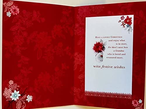 Grandma Festive Wishes Quality Christmas Flower Greeting Card 
