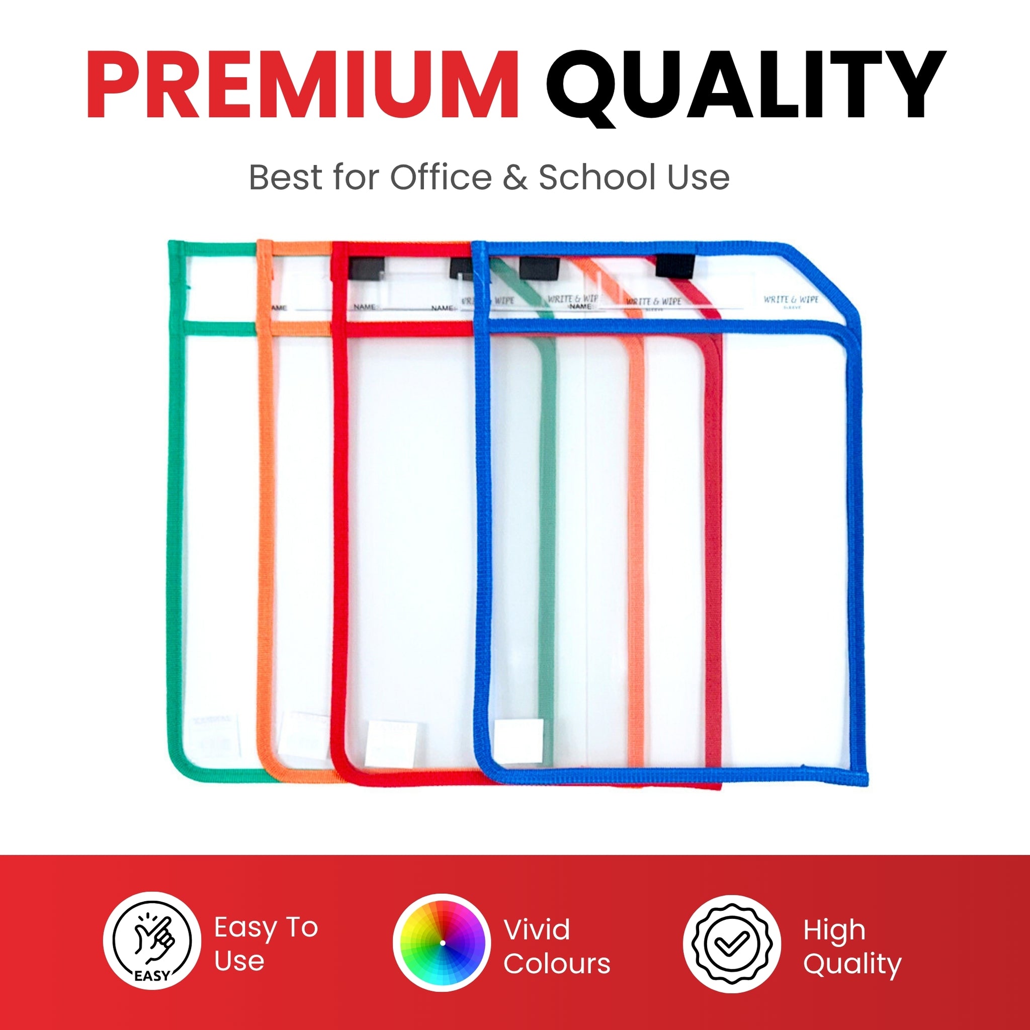 Green Edge Clear Dry Erase Write and Wipe Reusable Sleeve Pocket