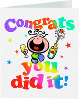Character with Champagne Bottle Design Congratulations Card