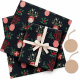 Pack of 2 Winter Bouquet Design 50 x 70 cm Gift Wrap Sheets with 2 Tags - Christmas Seasonal Celebrations Winter Parties