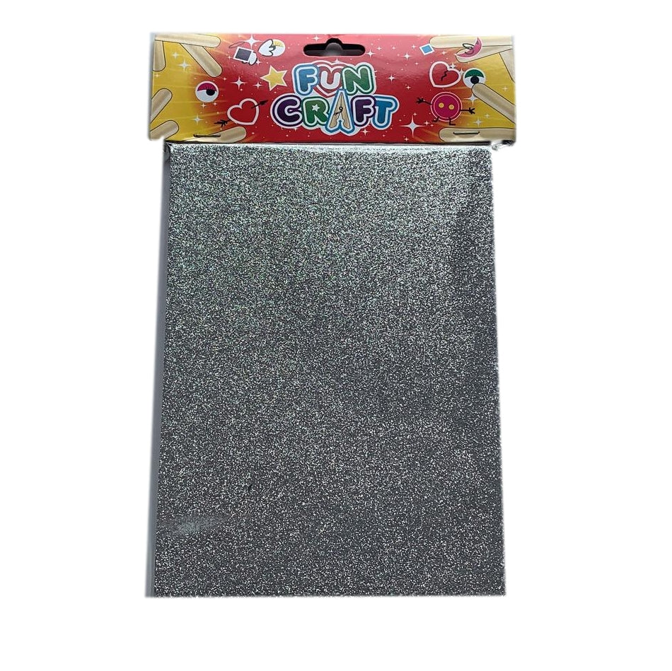 Pack of 4 Silver Glitter A5 Foam Sheets {DC}