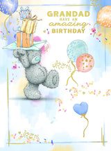 Bear Carrying Gifts Above Head Grandad Birthday Card