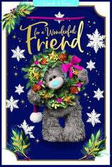 Bear Holding A Wreath Friend 3D Christmas Keepsake Card