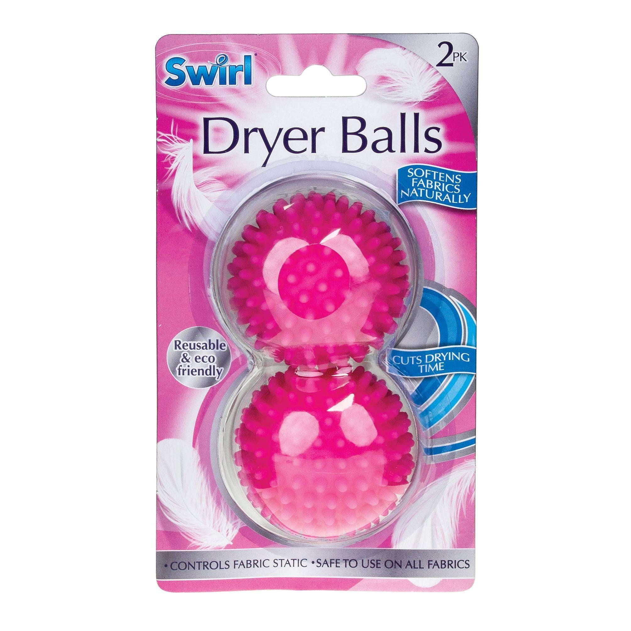 Pack of 2 Swirl Fabric Softening Tumble Dryer Pink Balls