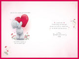 Bear Leaning On Red Heart Luxury Handmade Fiancée Valentine's Day Card {DC}