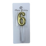 6 Number Gold-Plated Candle For Birthday Party