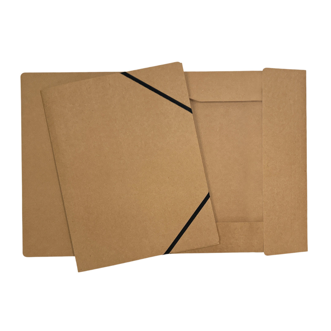 A4 Kraft Card 3 Flap Folder With Elastic Closure