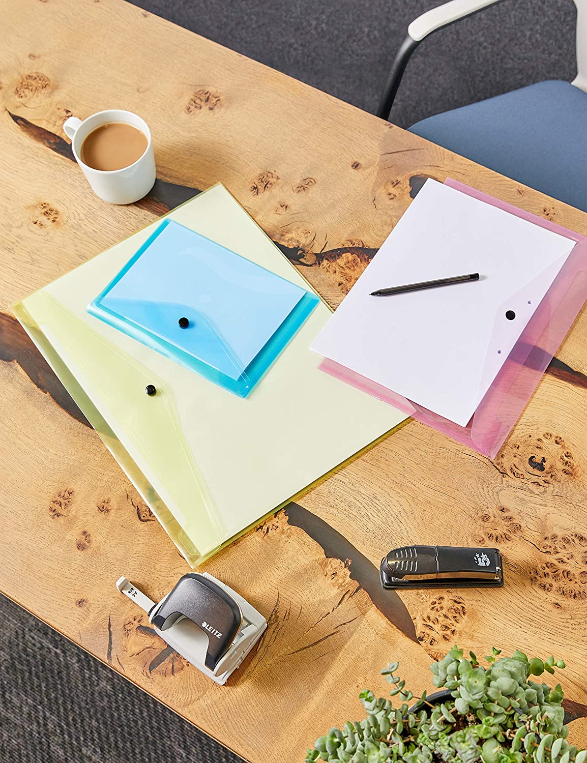 Pack of 12 Janrax A4 Assorted Document Wallets - Button Stud Folder