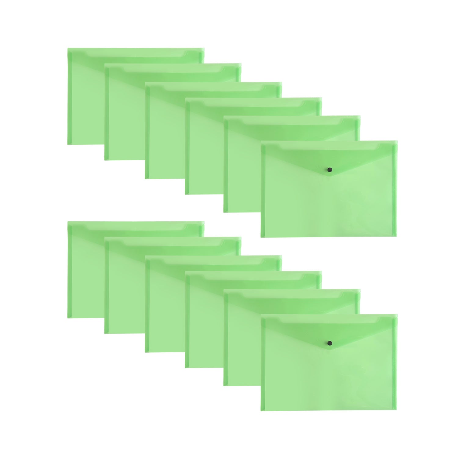 Pack of 12 Janrax A4 Green Document Wallets - Button Stud Folder