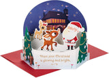 Snow Globe 3D Pop Up Santa & Rudolph Christmas Card {DC}