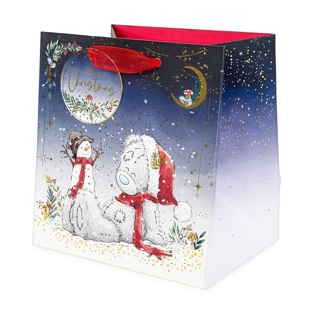 Bear with Snowman Small Christmas Gift Bag