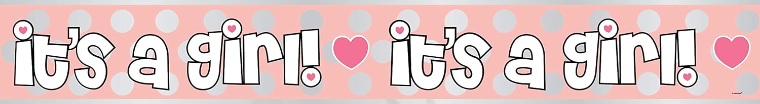 12ft Long Fold Foil Baby Footprint It's a Girl Banner