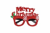 Single Merry Christmas Red W/holly & Snowflakes Glitter Glasses