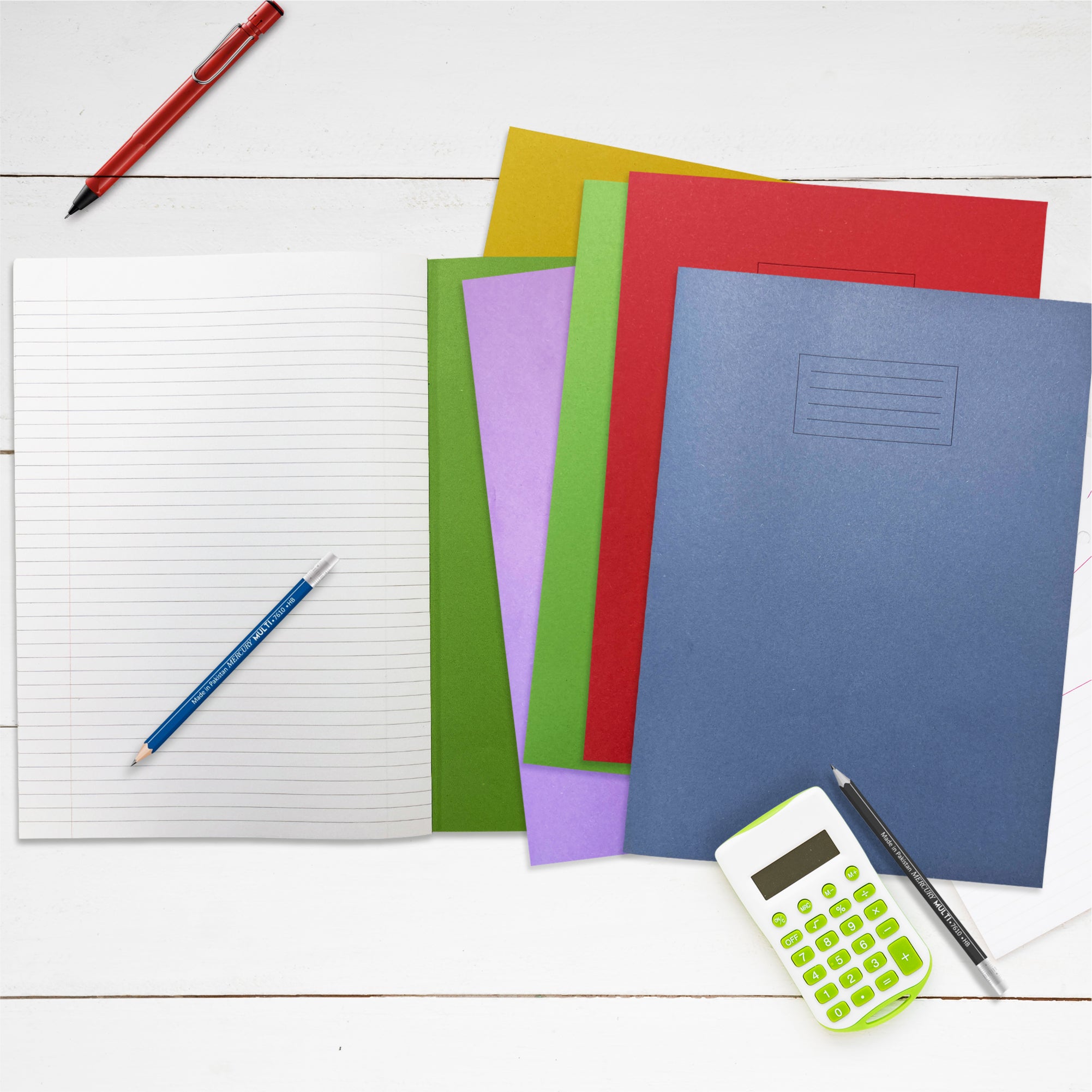 Janrax A4+ Yellow 48 Page Feint Ruled and Margin Exercise Book WF Paper with 225gsm Manilla Cover 240x340mm Workbook