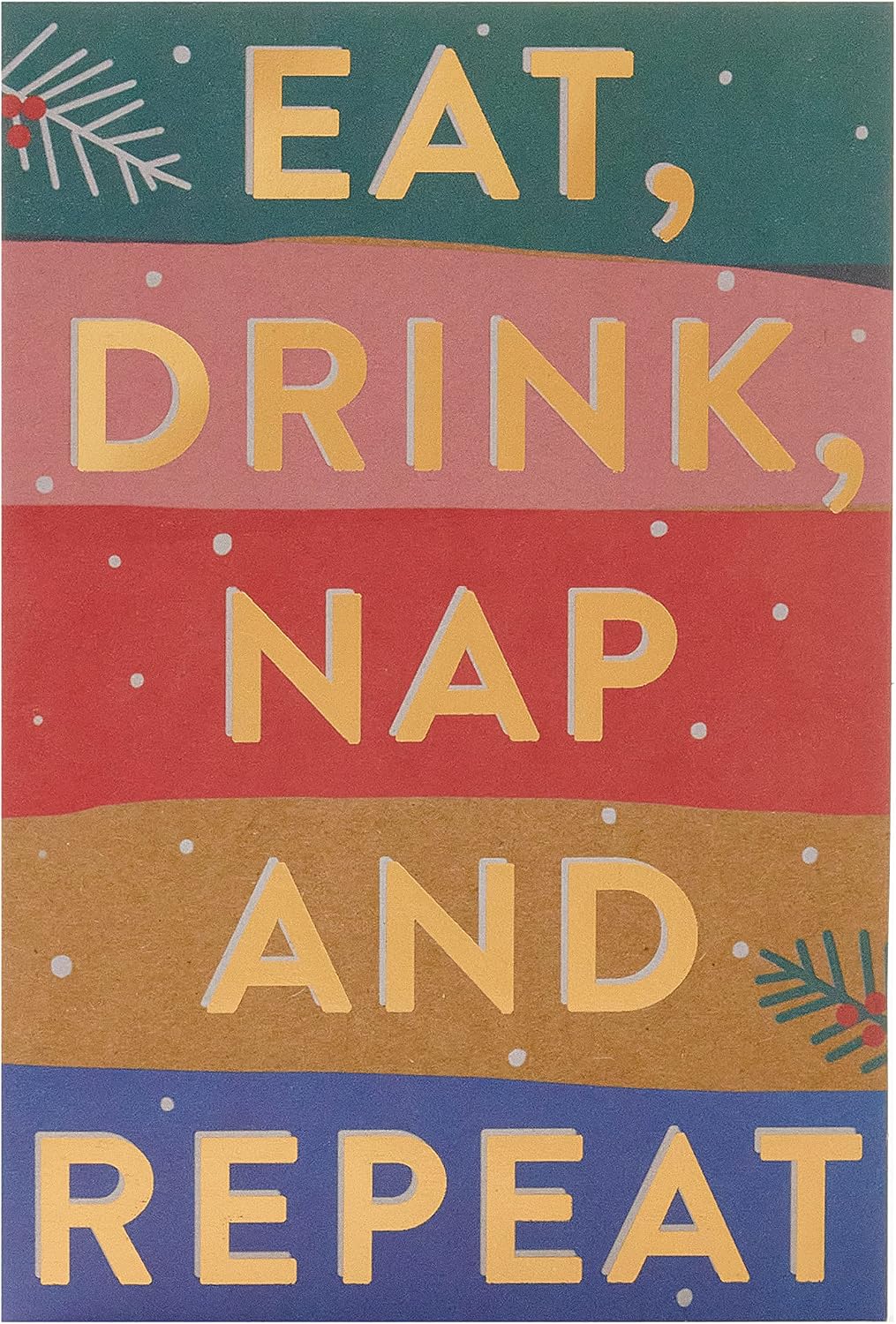 Box of 8 Eat, Drink & Repeat Foiled RSPCA Charity Christmas Cards