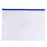 Pack of 12 A4+ Foolscap Clear Zippy Bags with Blue Zip