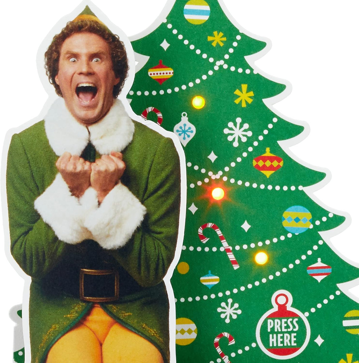 Buddy the Elf Tree and Light and Sound Pop Up Christmas Card 