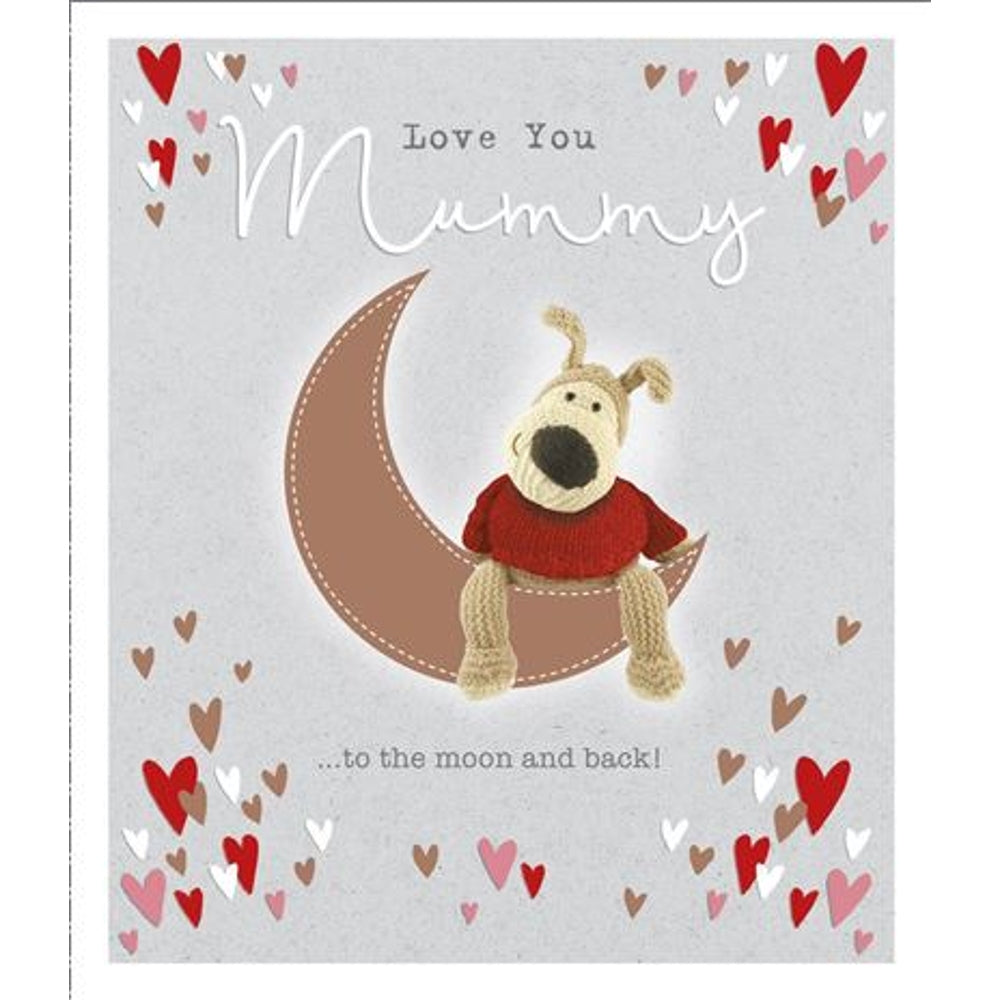 Boofle Sitting on Moon Mummy Valentine's Day Card 